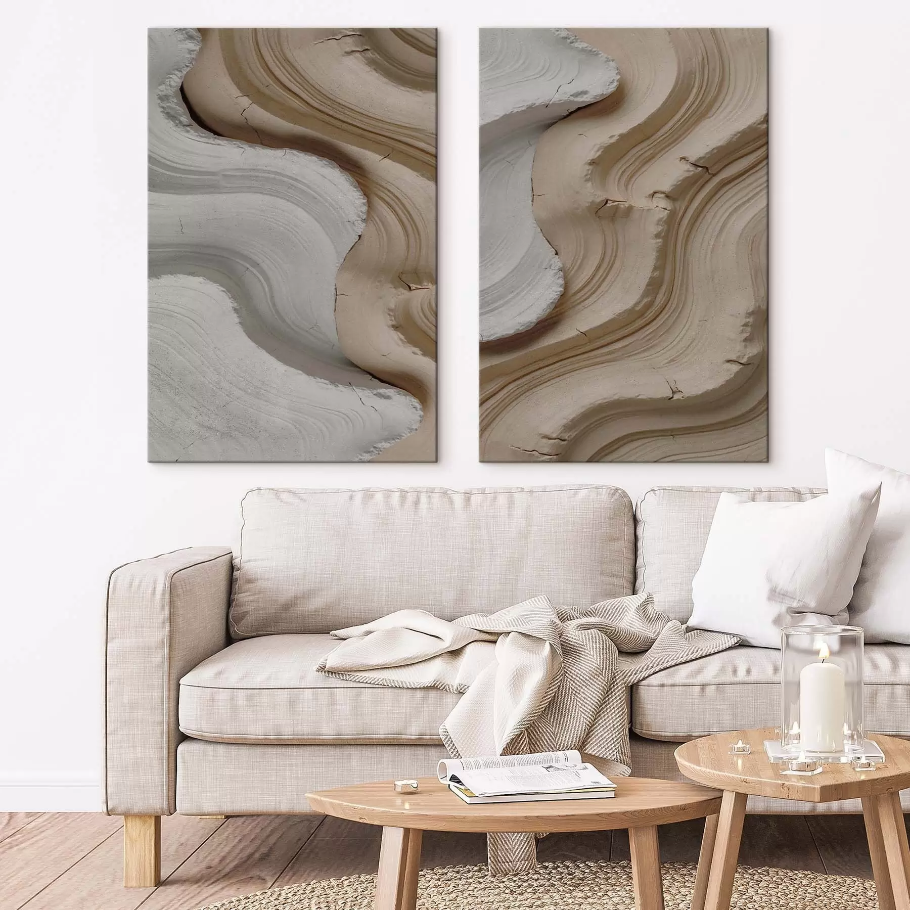 Картина Світла і бежева ліпнина, 3D-імітація m30080