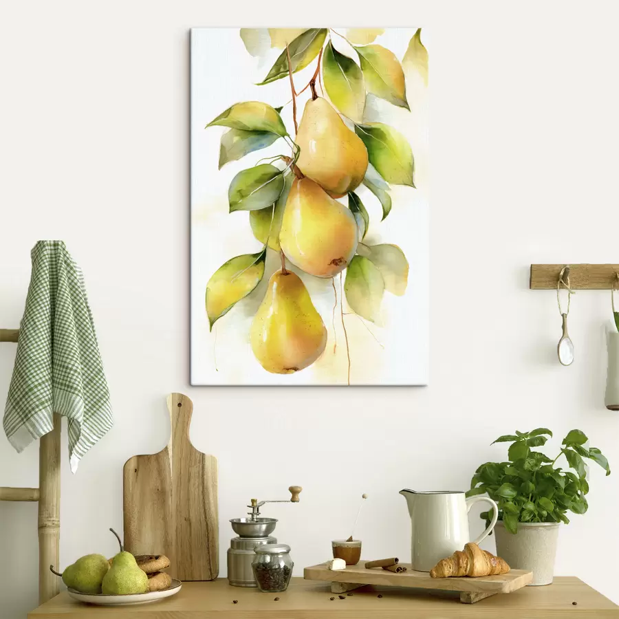 Картина соковиті жовті груші в стилі акварелі s47931