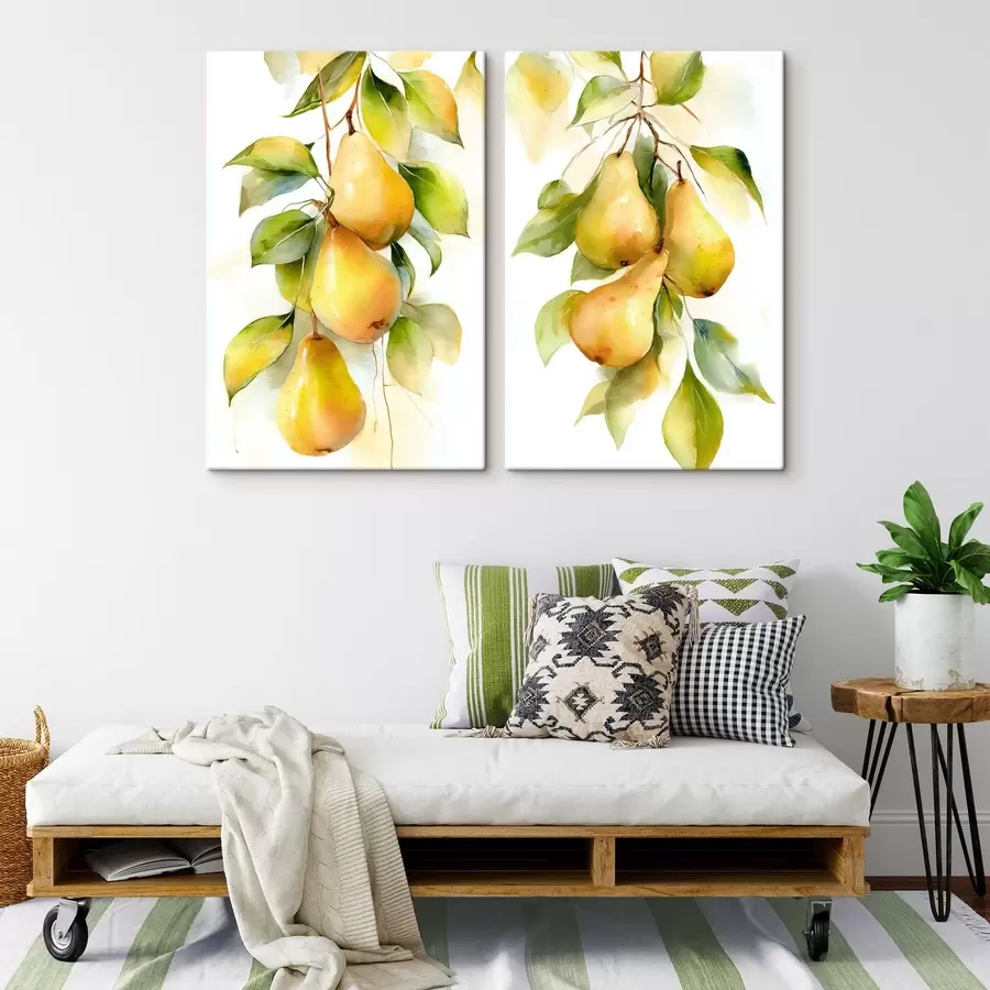 Картина соковиті жовті груші в стилі акварелі m30088