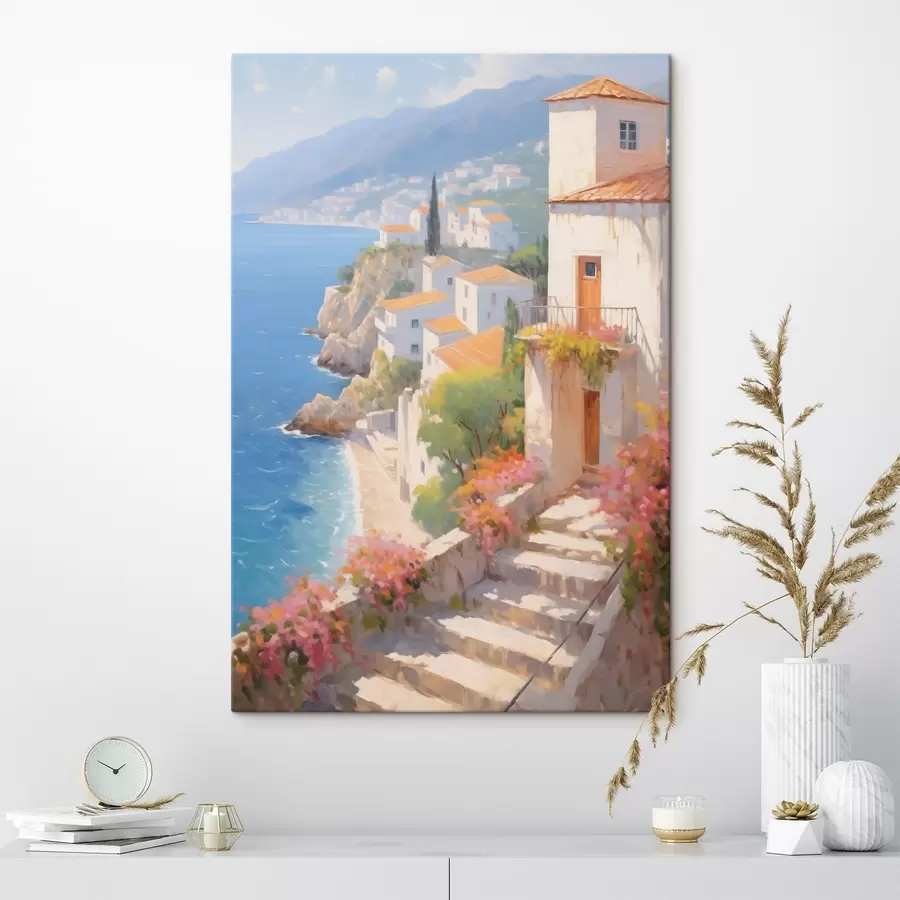 Картина імпресіоністське середземноморське селище на скелі s48060