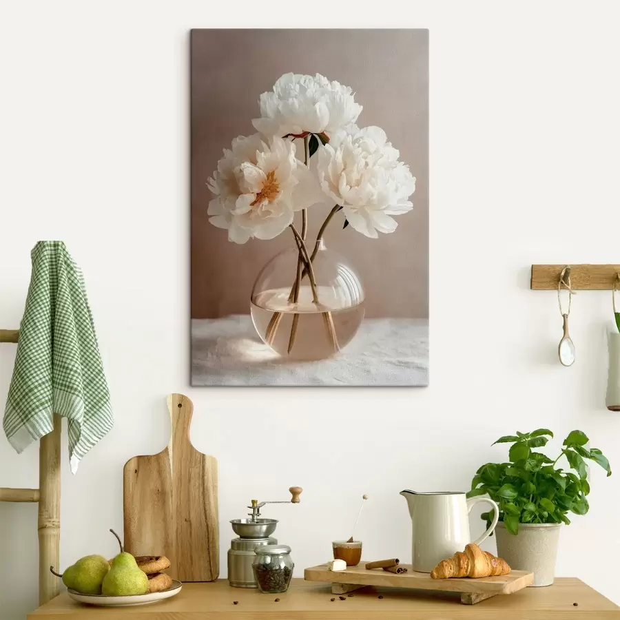 Картина повітряний мінімалістичний натюрморт з півоніями s48119