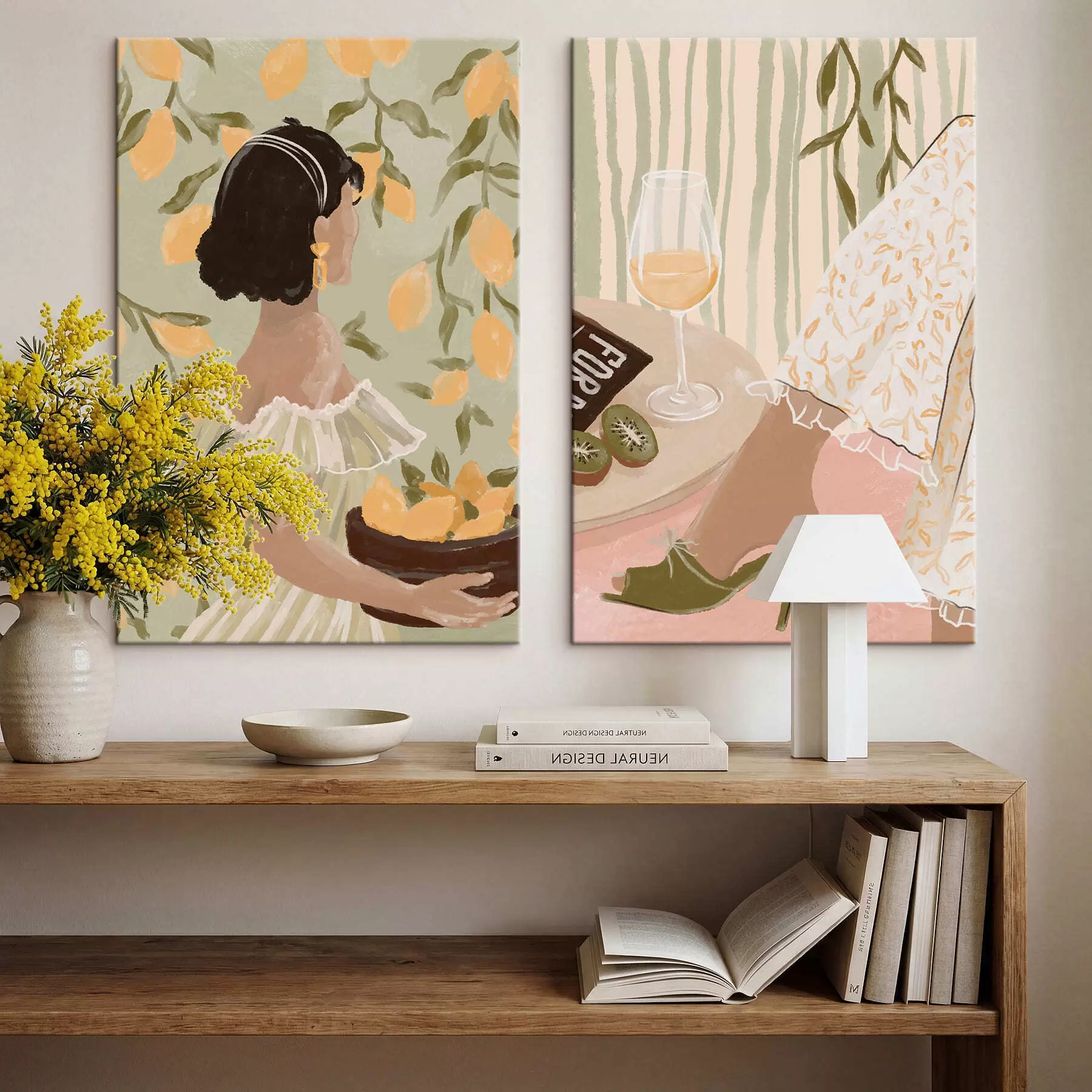 Картина Жінка з лимонами і стіл зі склянкою m30104