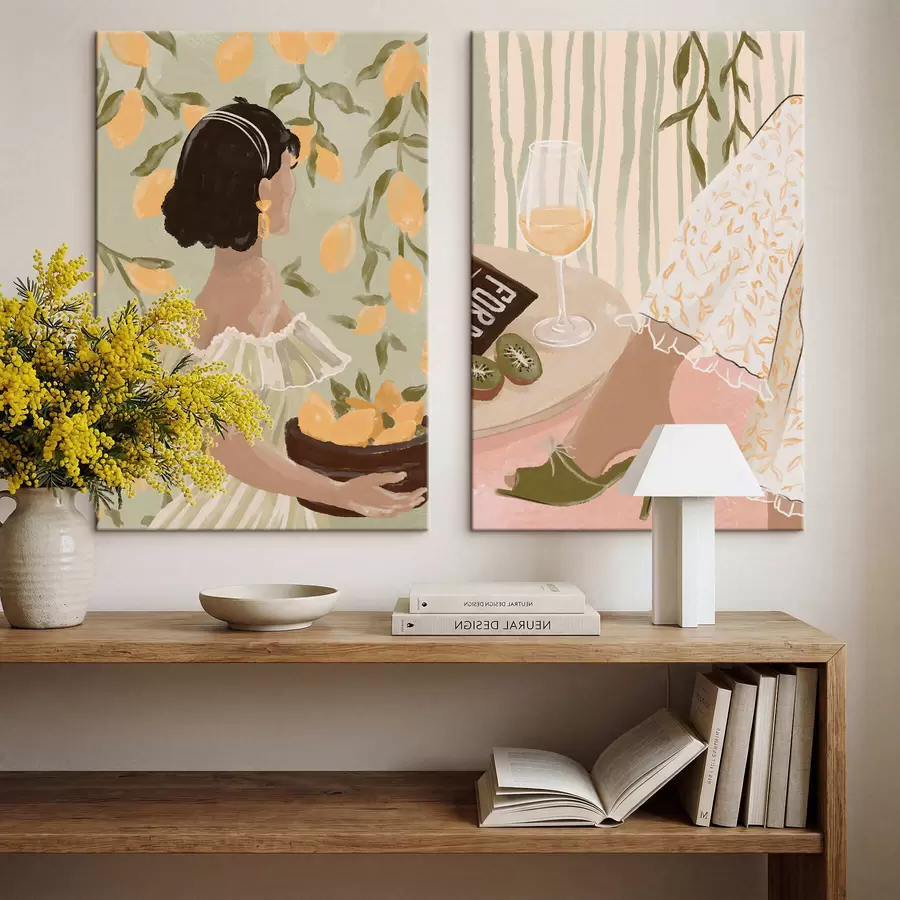 Картина Жінка з лимонами і стіл зі склянкою m30104