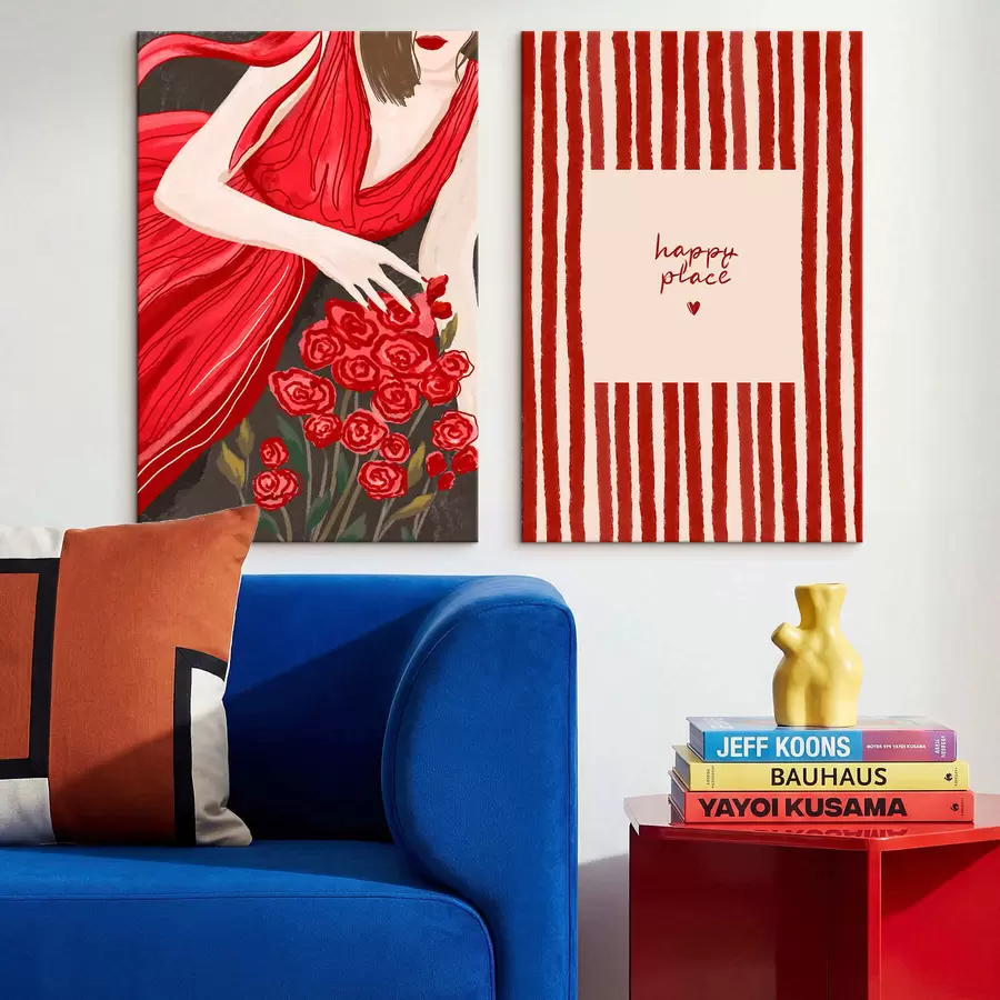 Картина Жінка з трояндами та червоним візерунком m30107