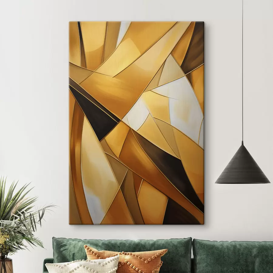 Картина Абстрактні геометричні фігури в відтінках оранжевого, коричневого та білого кольорів з тонкими контурами на фактурному тлі s47863