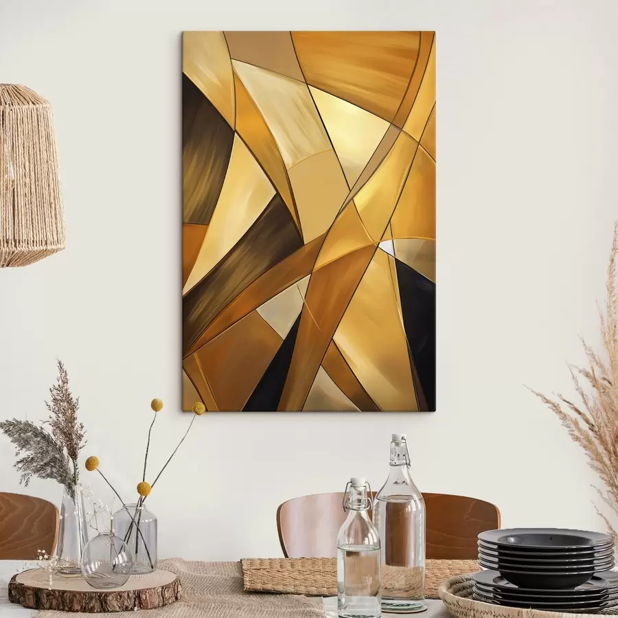 Картина Абстрактні геометричні фігури в відтінках оранжевого, коричневого та білого кольорів з тонкими контурами на фактурному тлі s47864