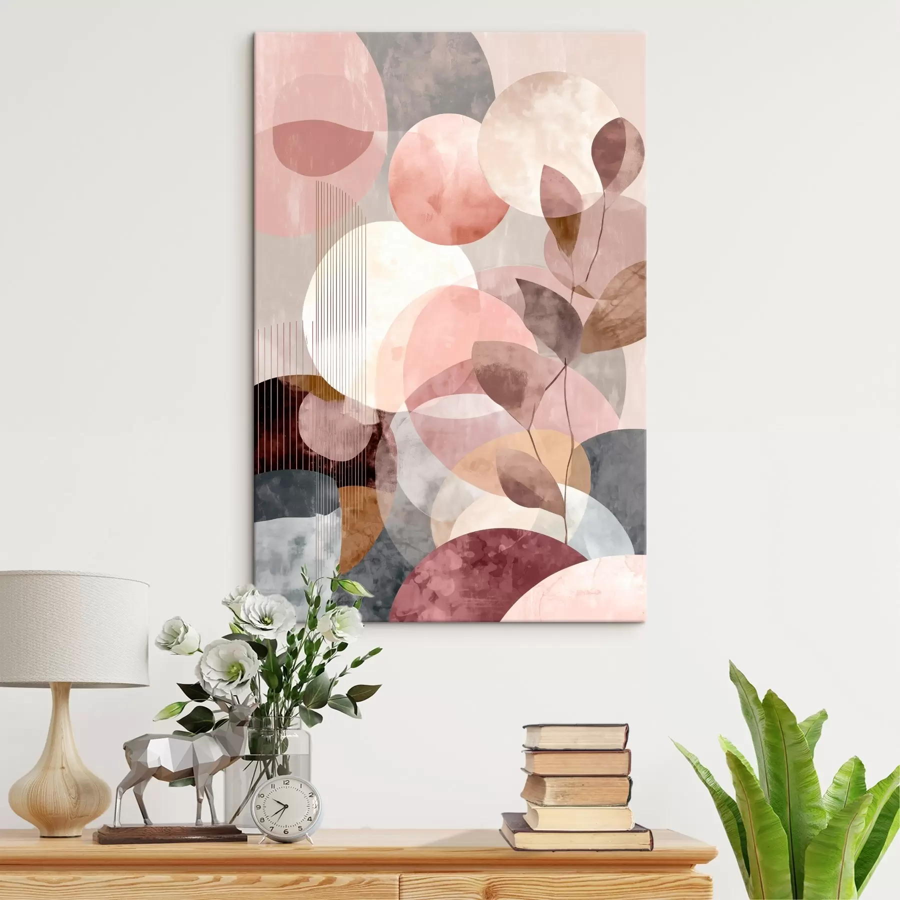 Картина Геометричні форми та ботанічні елементи в сучасному мінімалістичному стилі s47975