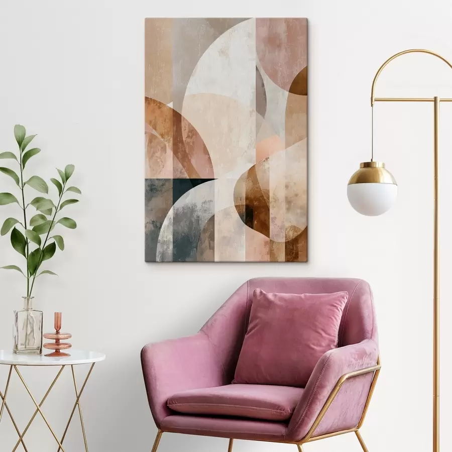 Картина Сучасна композиція з круглими формами та вертикальними штрихами s47980