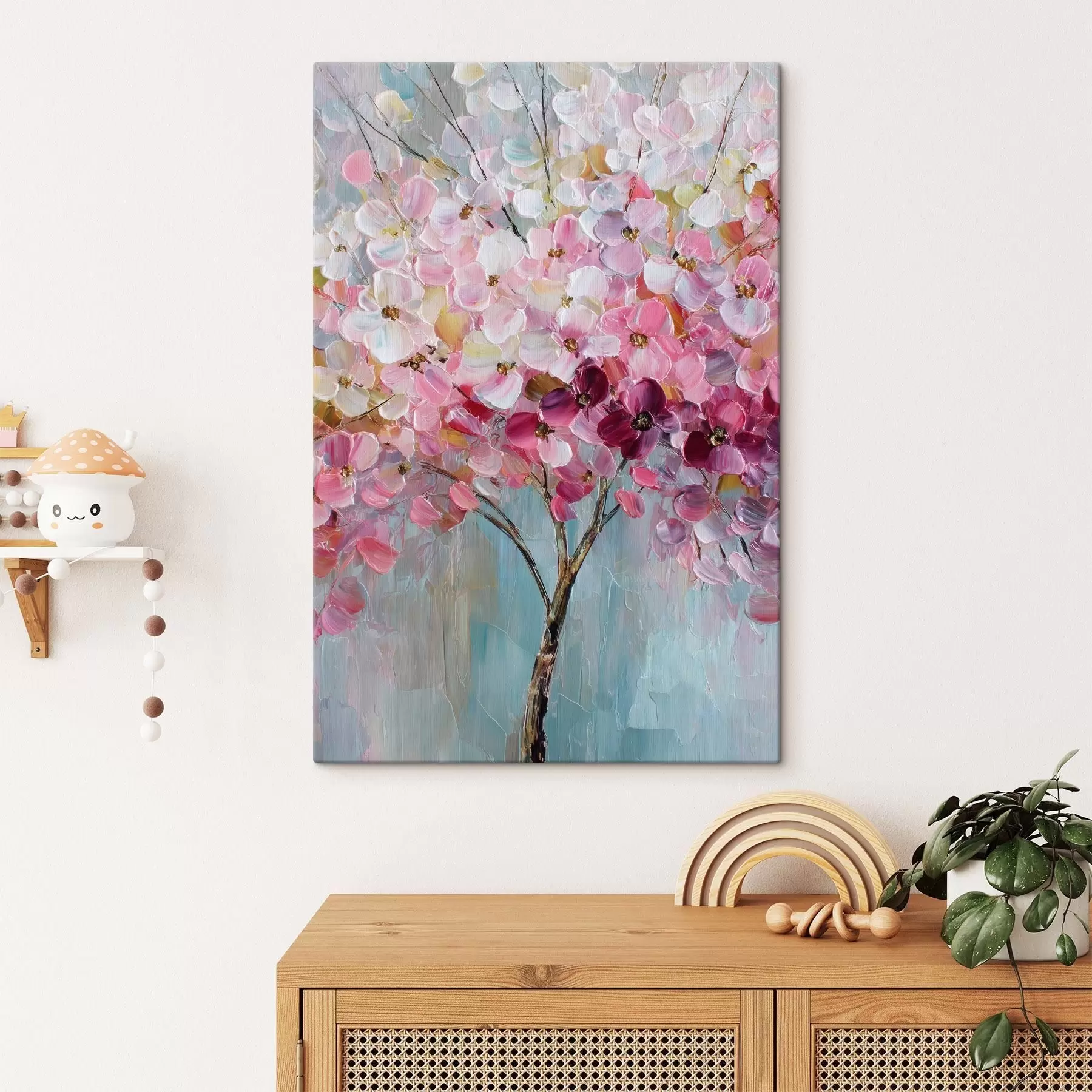 Картина Ніжні рожеві квіти на тлі чистого неба s47988