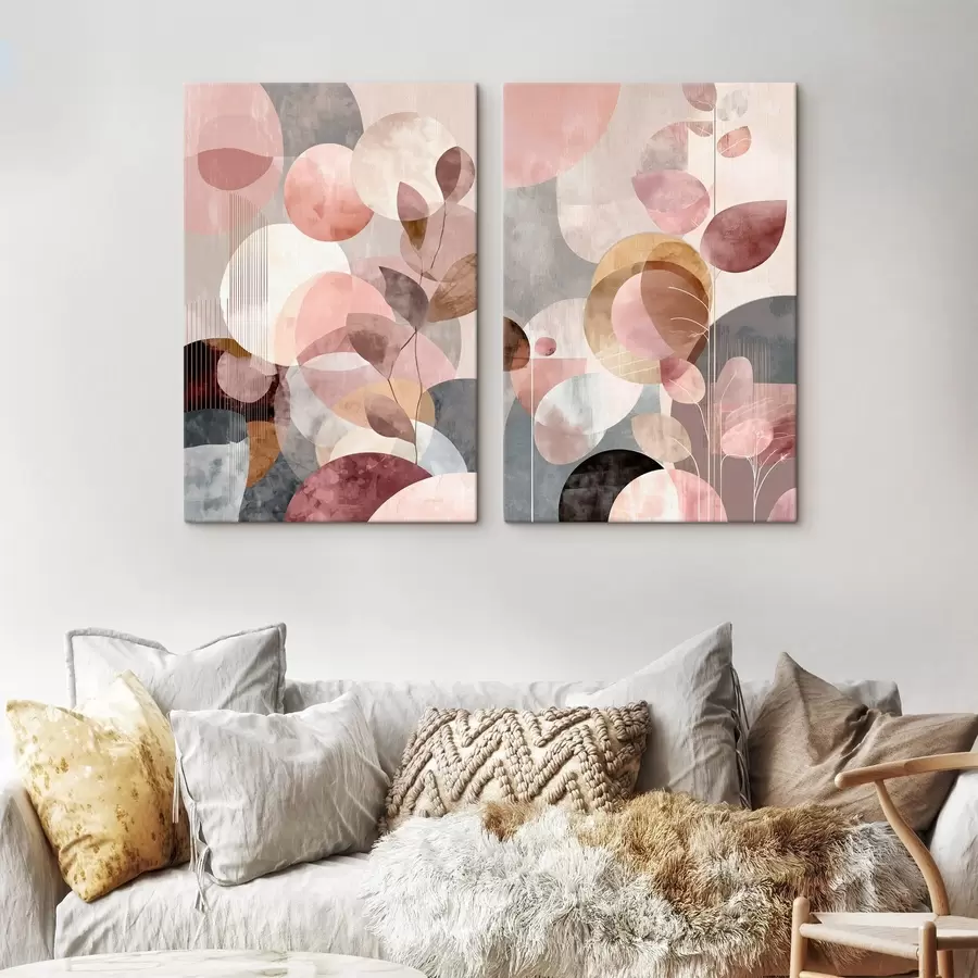 Картина Композиція з напівпрозорих кіл і витончених стебел m30035