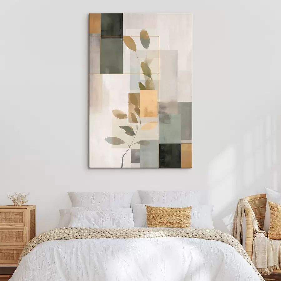 Картина Геометрична абстракція з гілками листя s48020