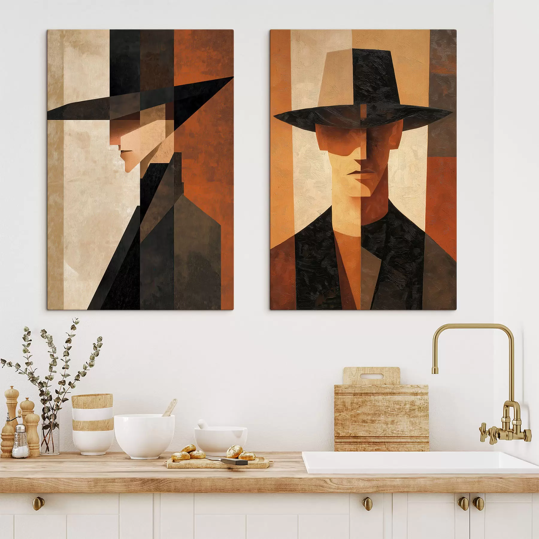 Картина Геометричний портрет чоловіка в капелюсі m30157