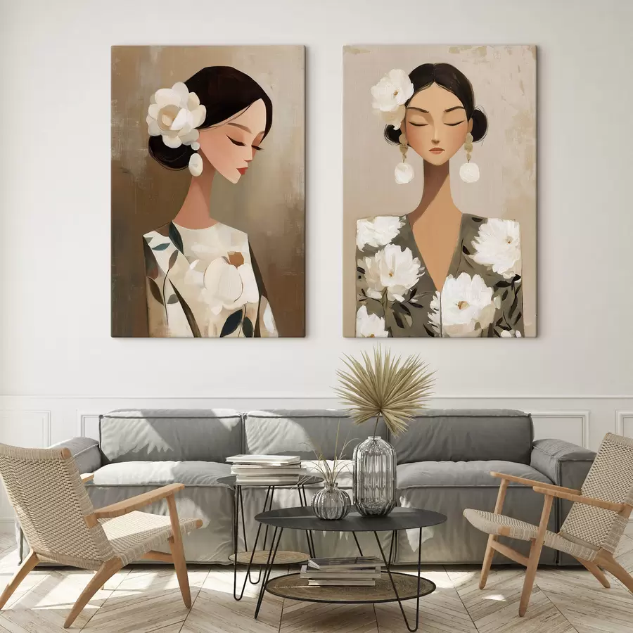 Картина Жіночий портрет з білою квіткою у волоссі m30164