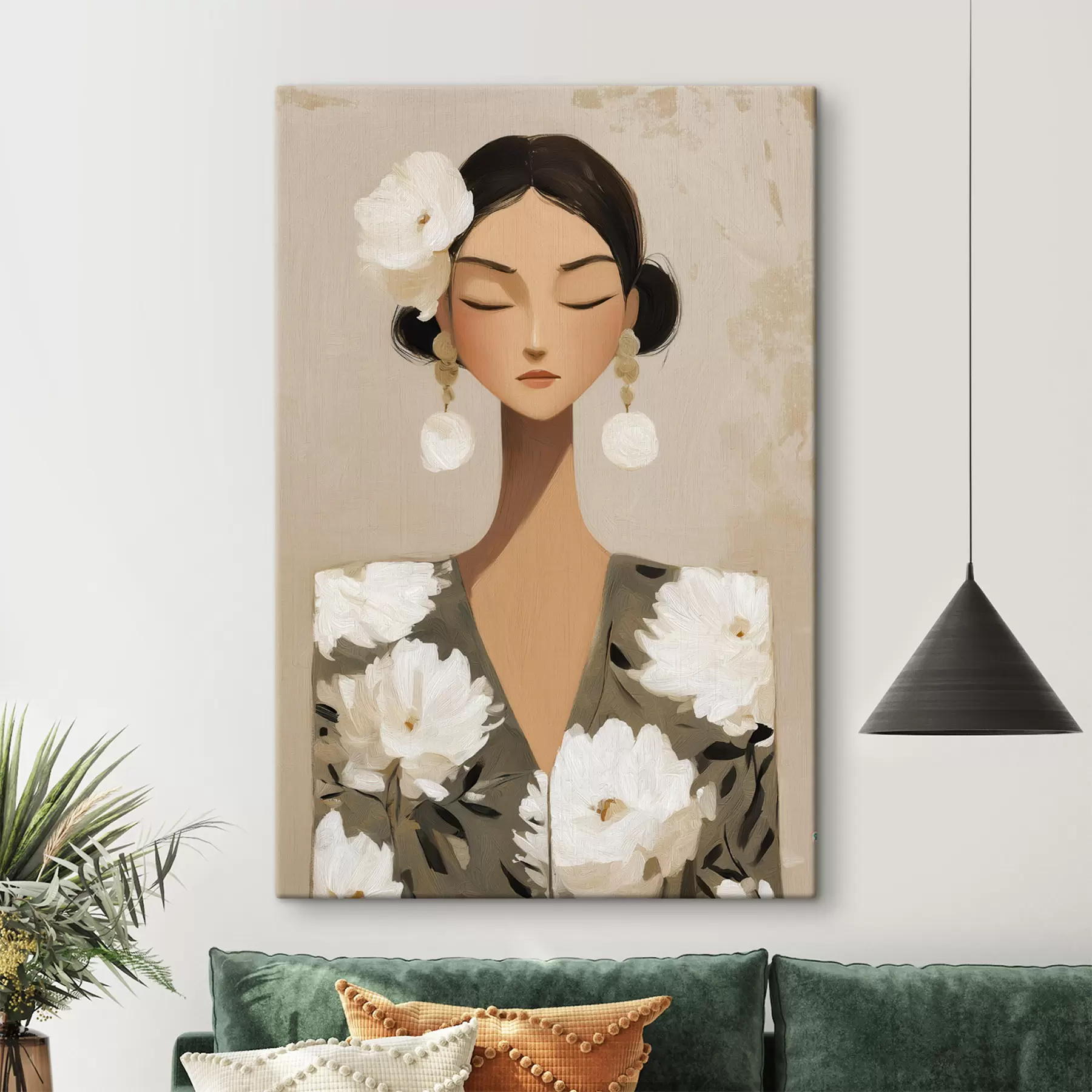 Картина Дівчина з квітами у волоссі s48233