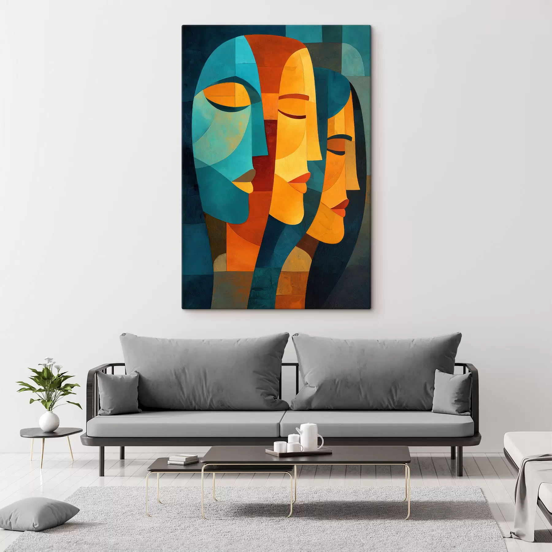 Картина Геометричні жіночі профілі s48256