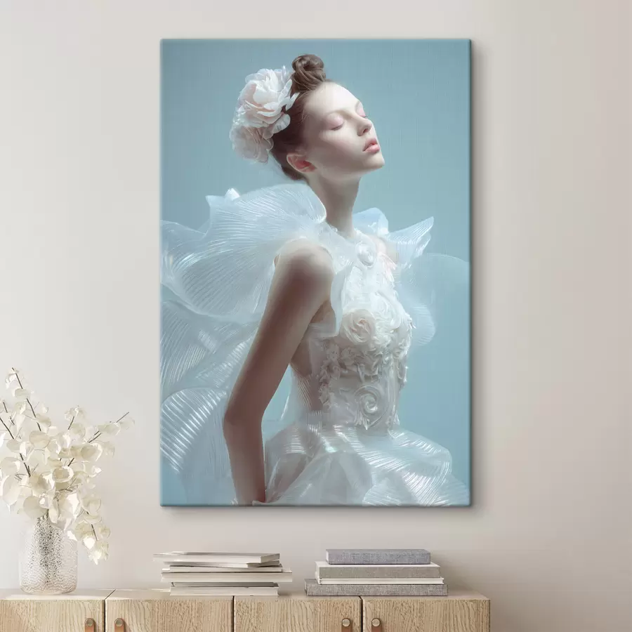 Картина ніжна дівчина в білій сукні s48288