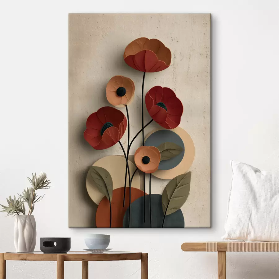 Картина квіти в спрощеному стилі з ефектом об'єму s48294