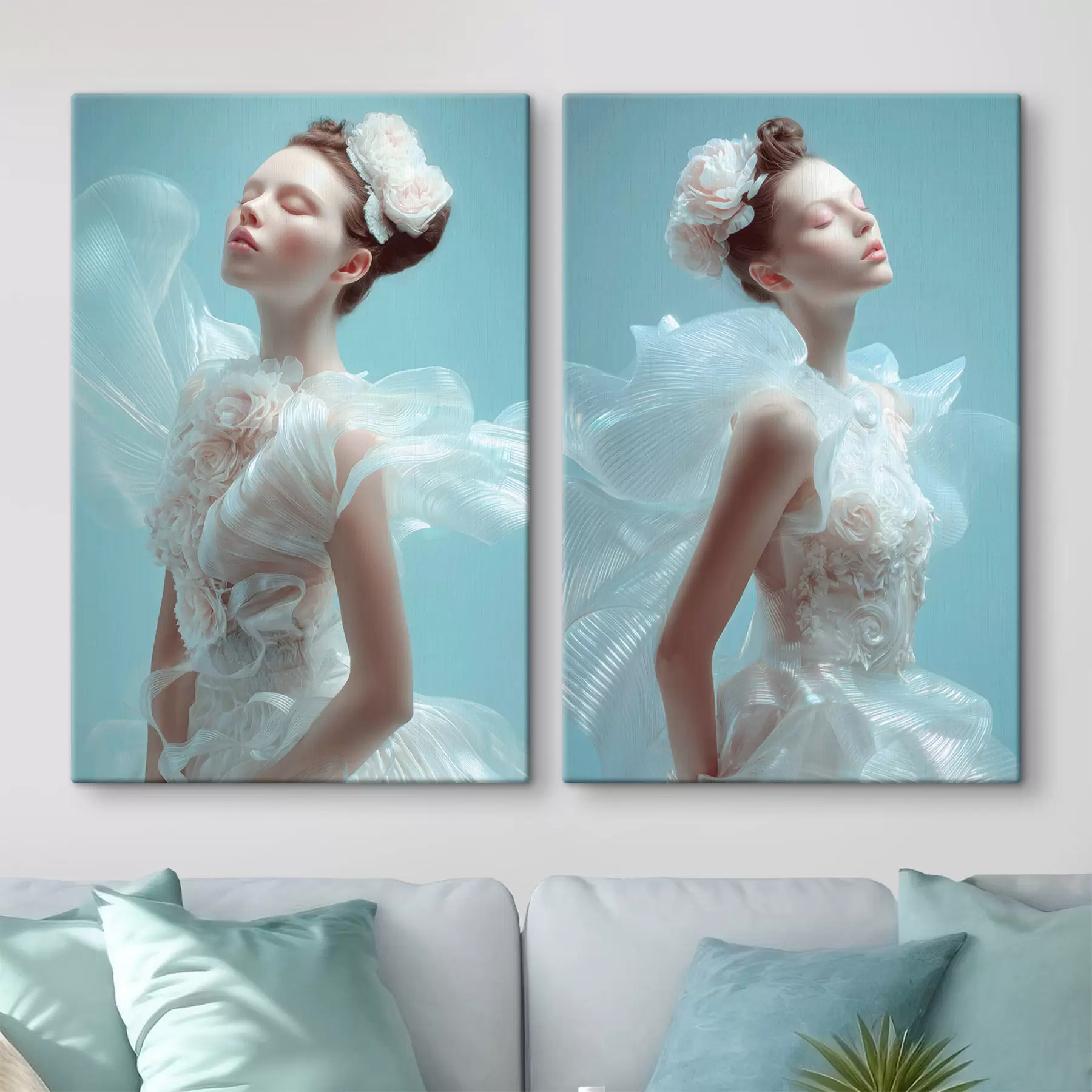 Картина ніжна дівчина в білій сукні m30175