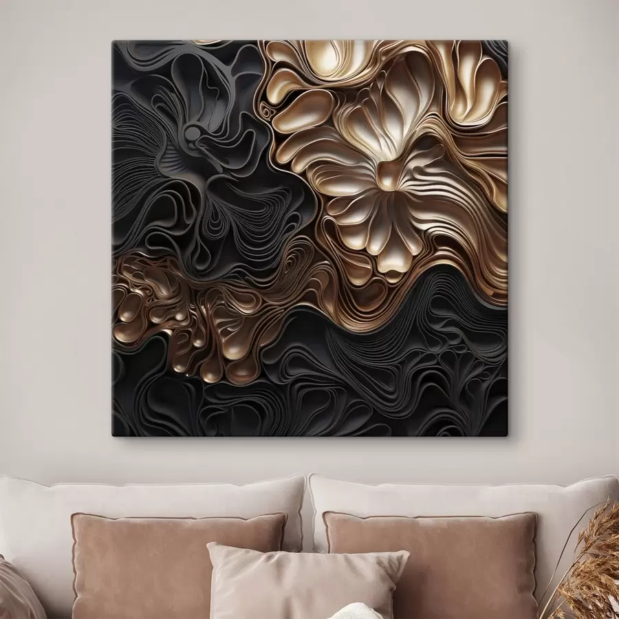 Картина Абстрактні, плавні, органічні темні форми, що створюють фактурне сучасне мистецтво s48383