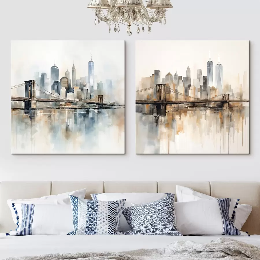 Картина Абстрактний міський пейзаж у стилі акварелі m30207