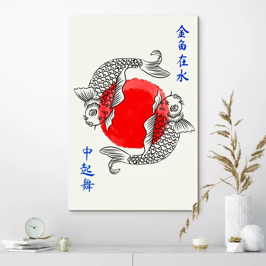 Картина Дві декоративні рибки навколо червоного кола s48033