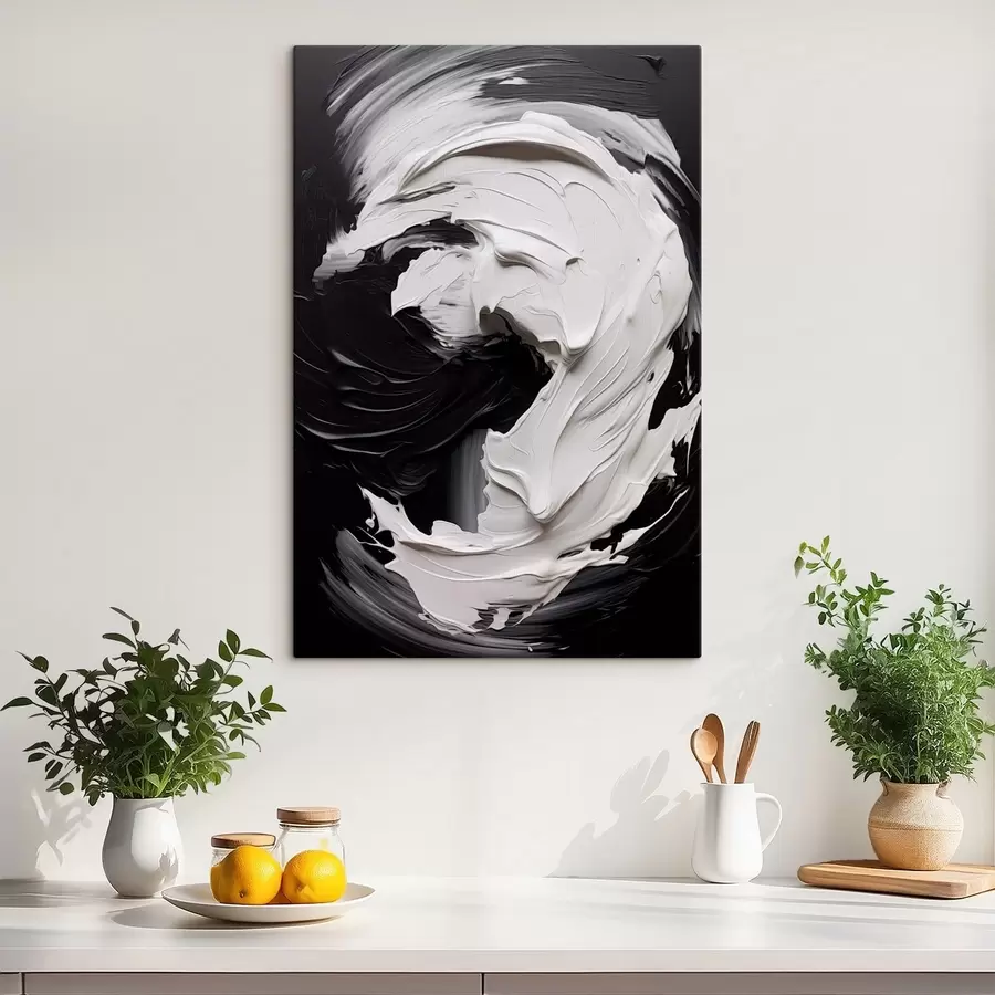 Картина Абстрактні чорно-білі мазки з текстурою s48333