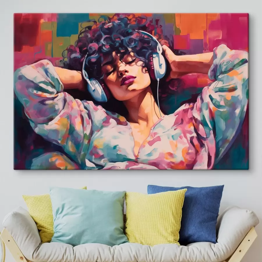 Картина Жінка в навушниках у стилі «колоритного живопису» s48335