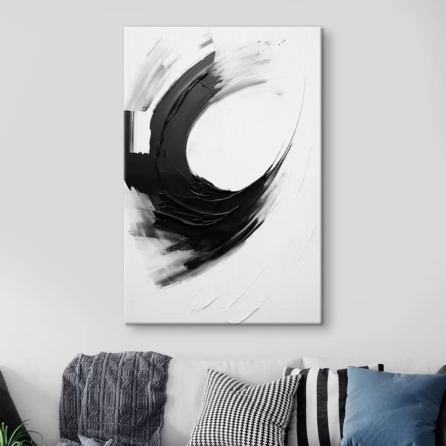 Картина Абстрактний чорний мазок пензлем на світлому тлі s48340