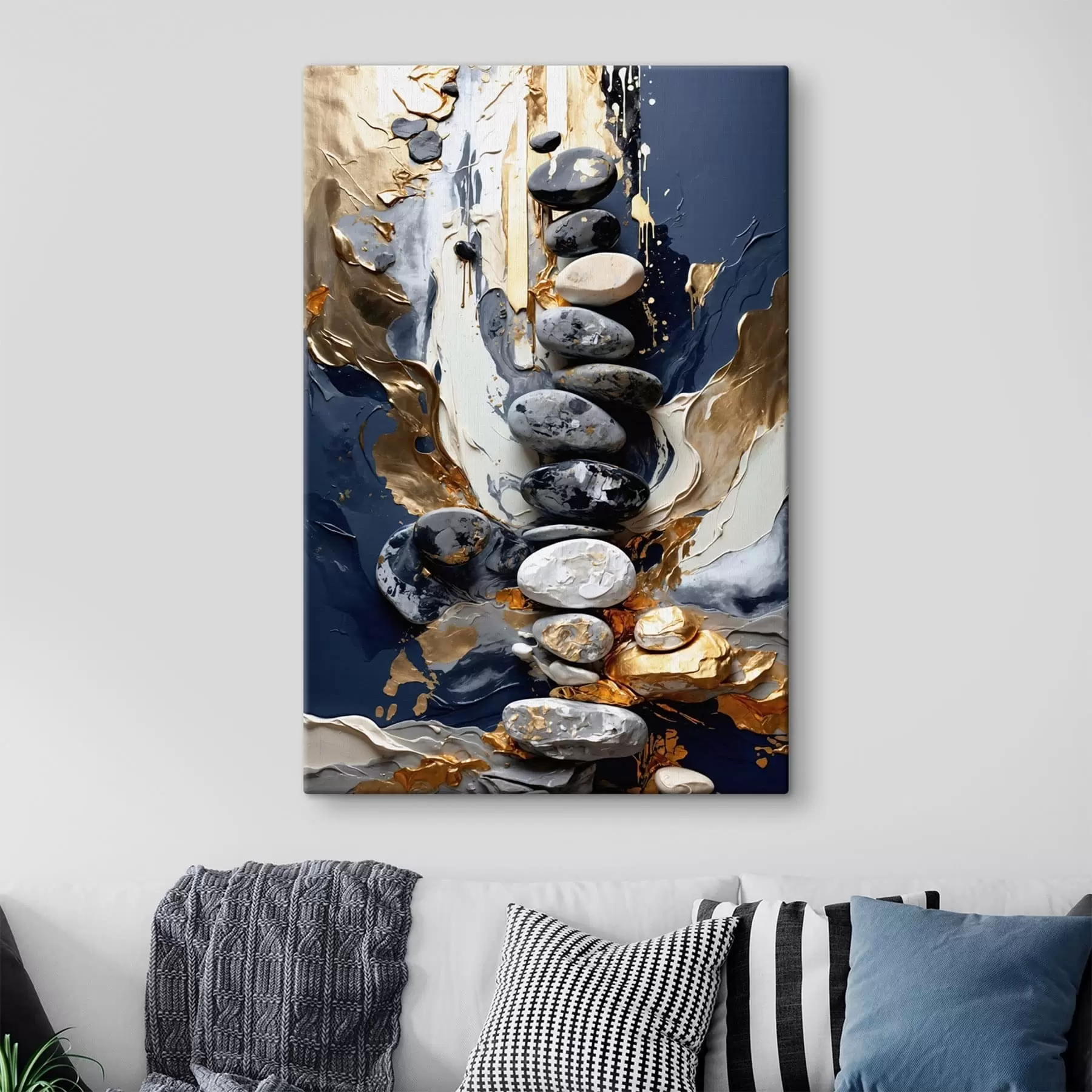 Картина Абстрактна композиція з каменями та фактурними мазками s48362