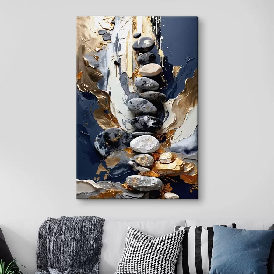 Картина Абстрактна композиція з каменями та фактурними мазками s48362