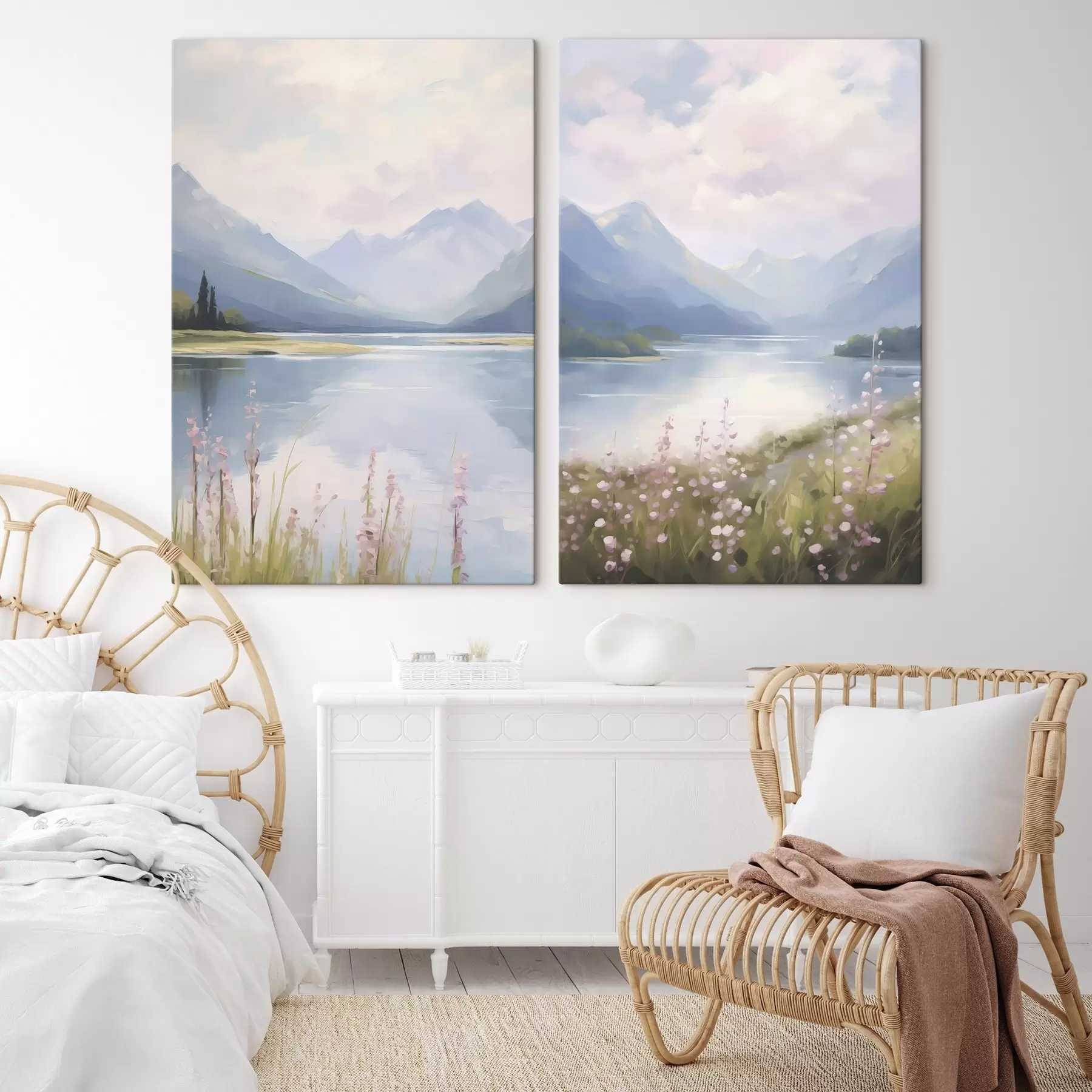 Картина Озеро біля гір, імітація живопису m30248