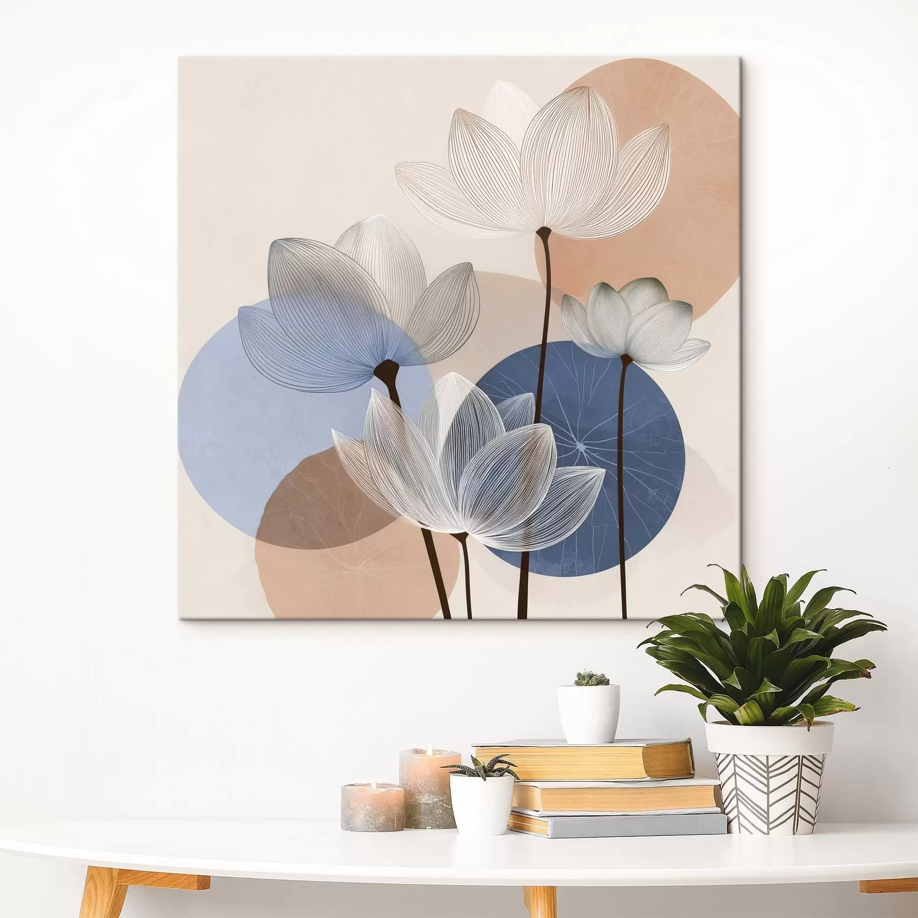 Картина Абстрактний лотос з колами s48277