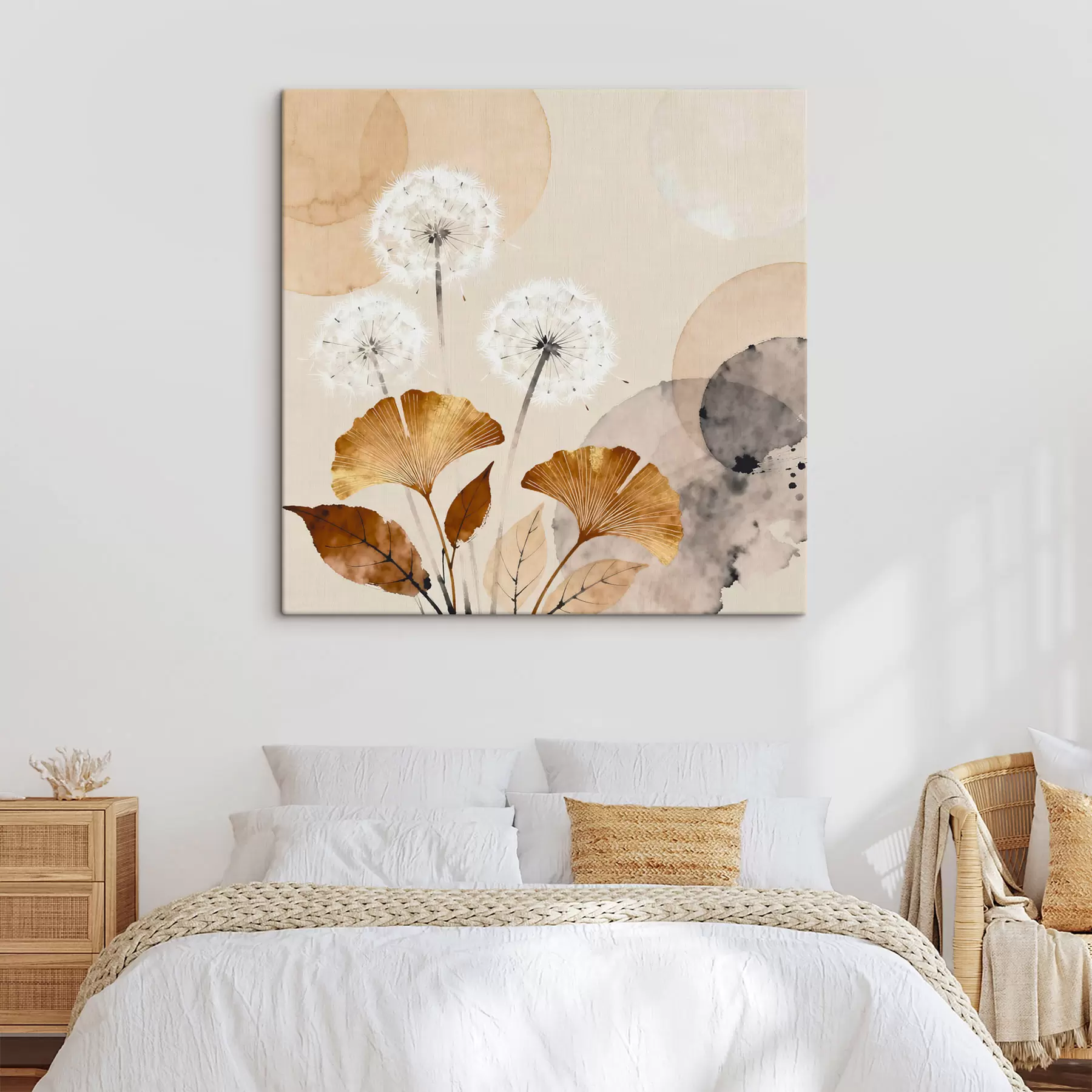 Картина Абстрактні зображення кульбаб і листя гінкго s48279