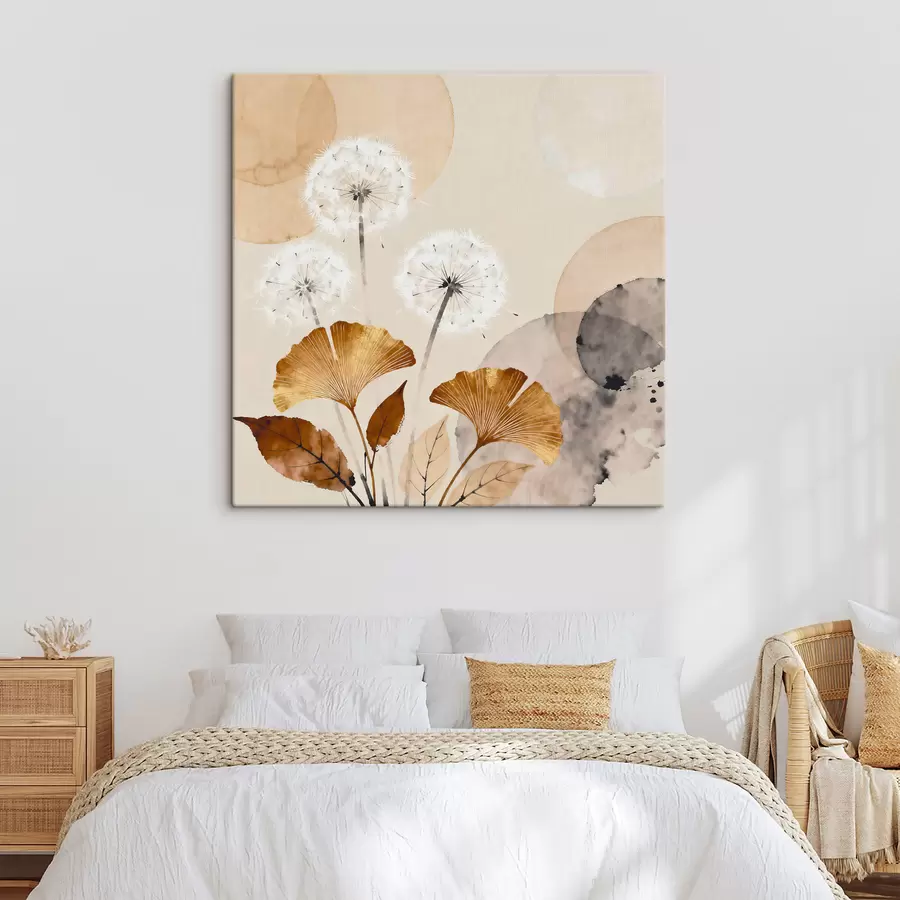 Картина Абстрактні зображення кульбаб і листя гінкго s48279