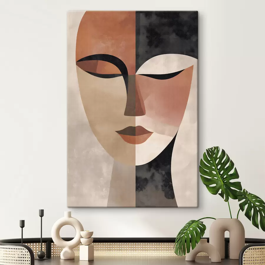 Картина абстрактне жіноче обличчя в повний профіль s48524