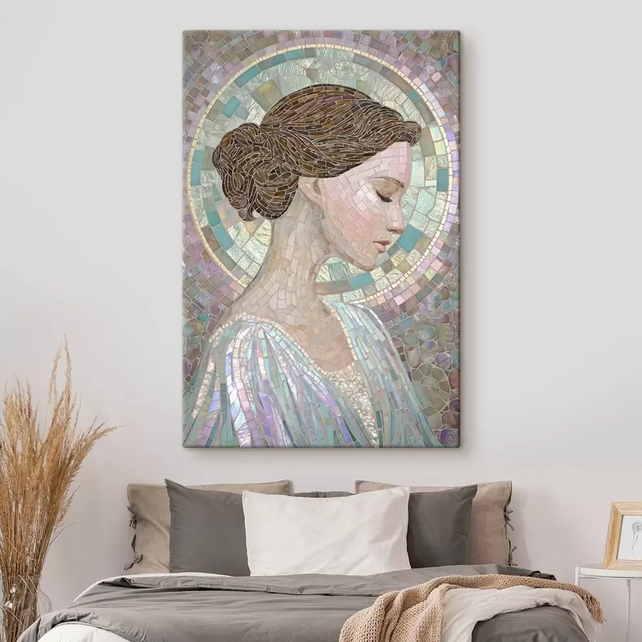 Картина профіль жінки у стилі вітража s48551