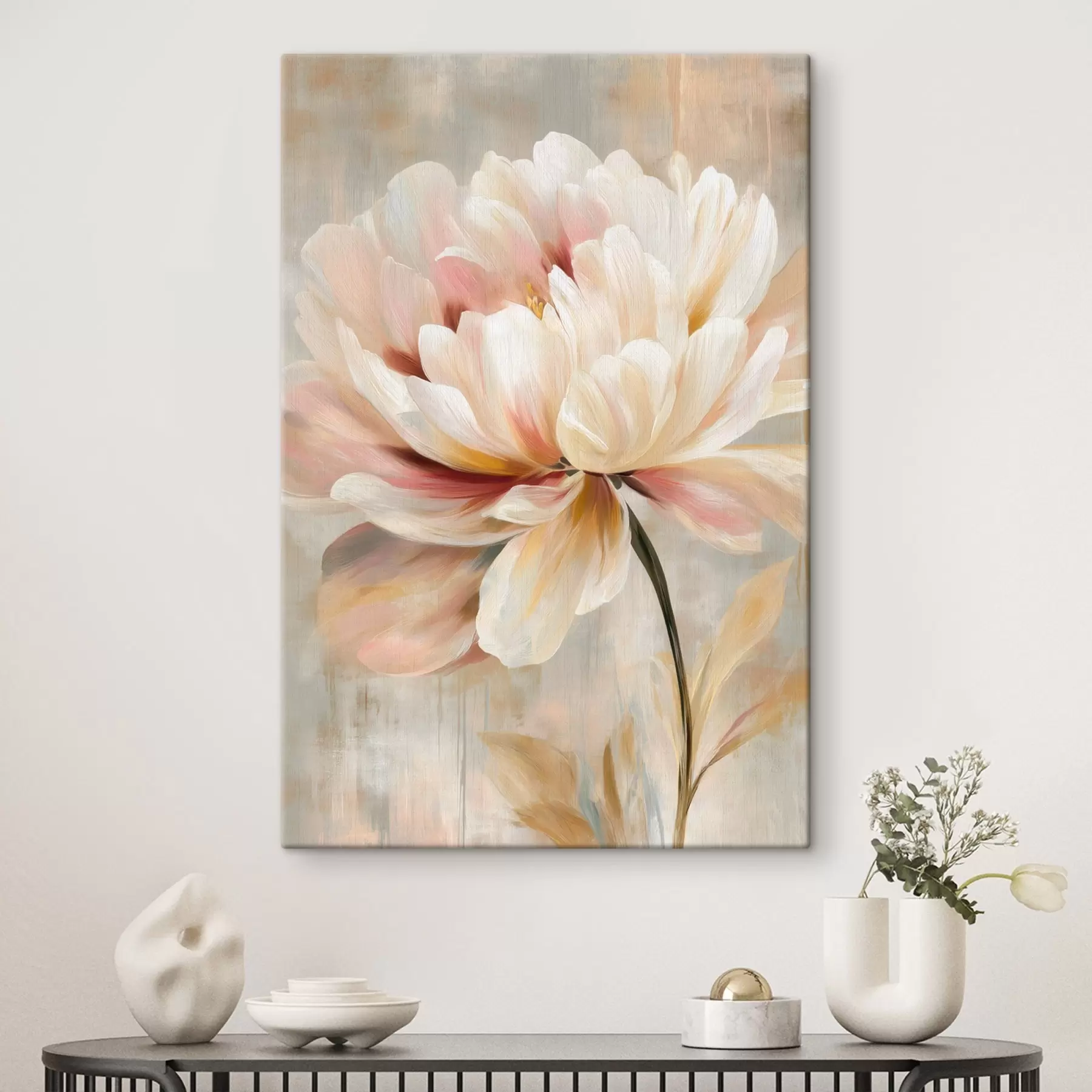 Картина Ніжна півонія в пастельних тонах у стилі олійного живопису s48183