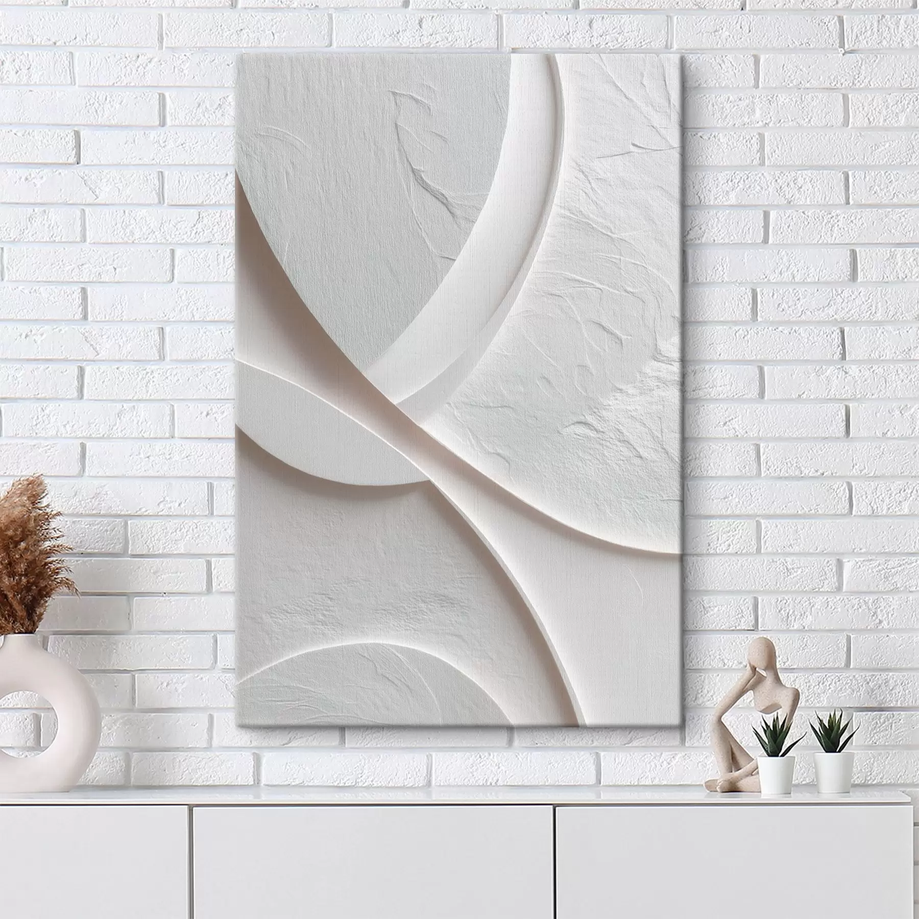 Картина Декоративна панель із плавними лініями та фактурою каменю на світлому тлі s48192