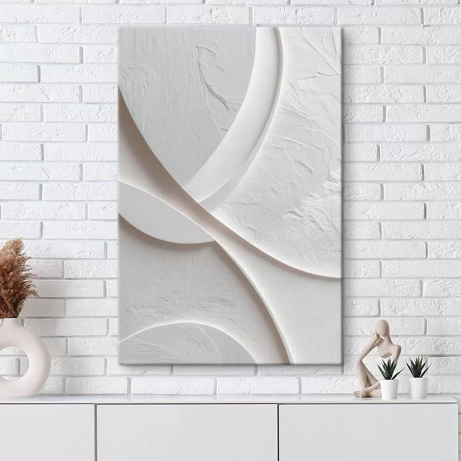 Картина Декоративна панель із плавними лініями та фактурою каменю на світлому тлі s48192