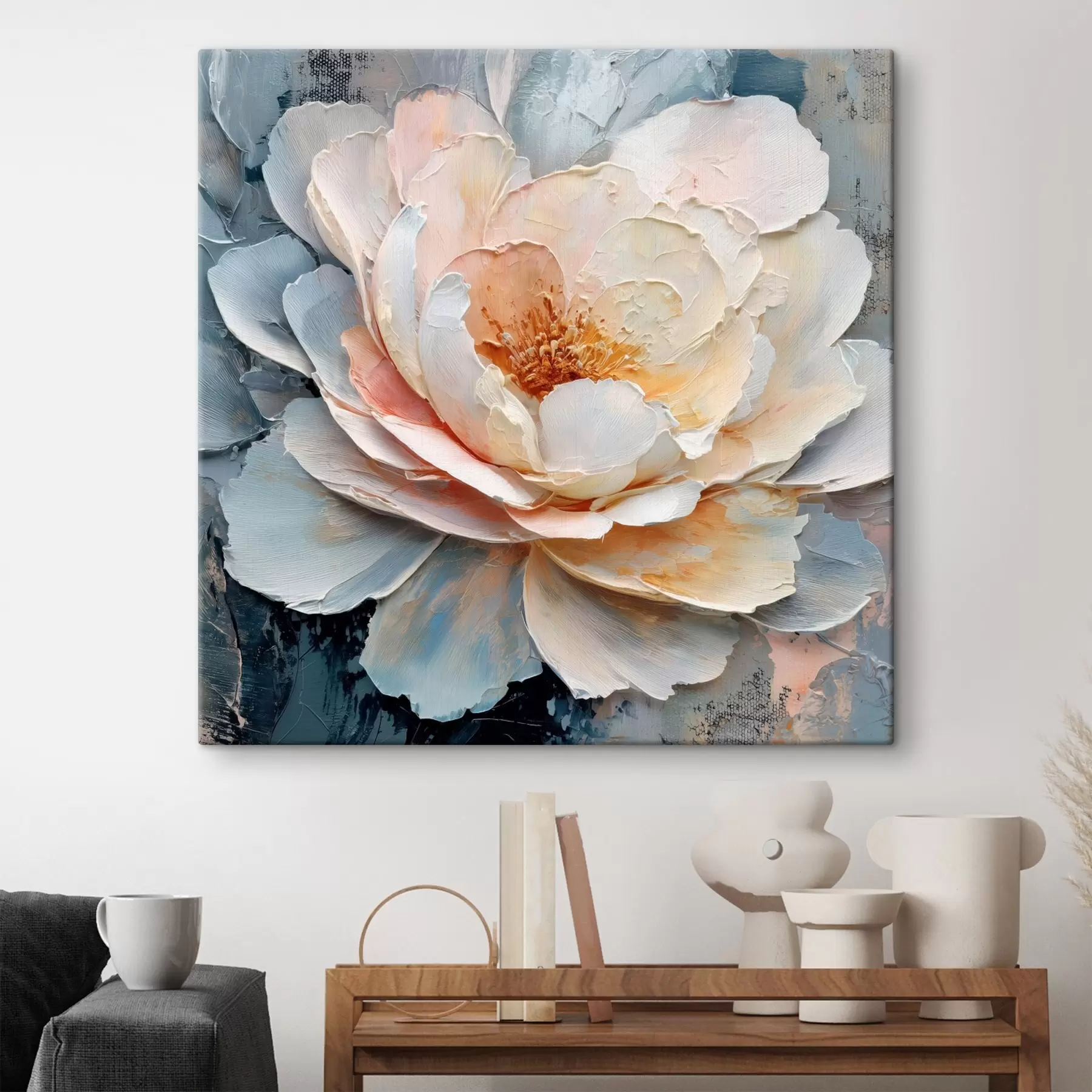 Картина Крупний план квітки, виконаний виразними фактурними мазками у стилі сучасного живопису s48198