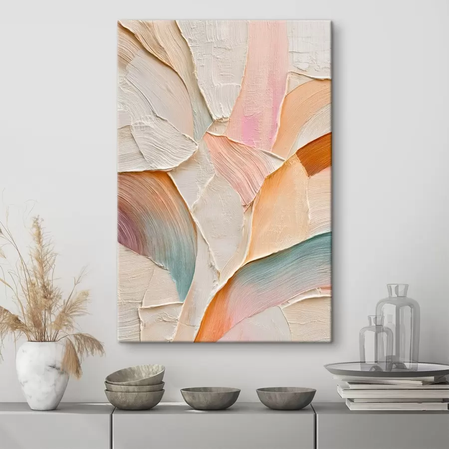Картина Абстрактний фон із динамічними мазками у персикових та блакитних тонах s48202