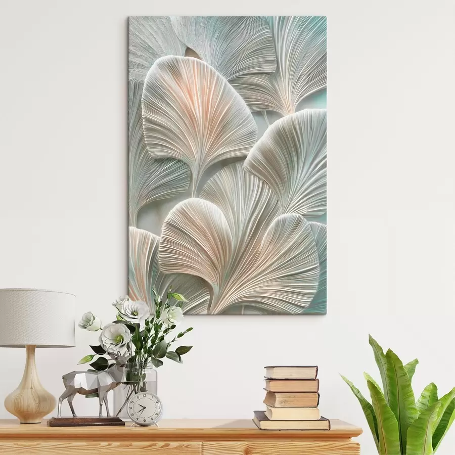 Картина Художня ілюстрація з рельєфними листям у сучасному стилі барельєфу s48210
