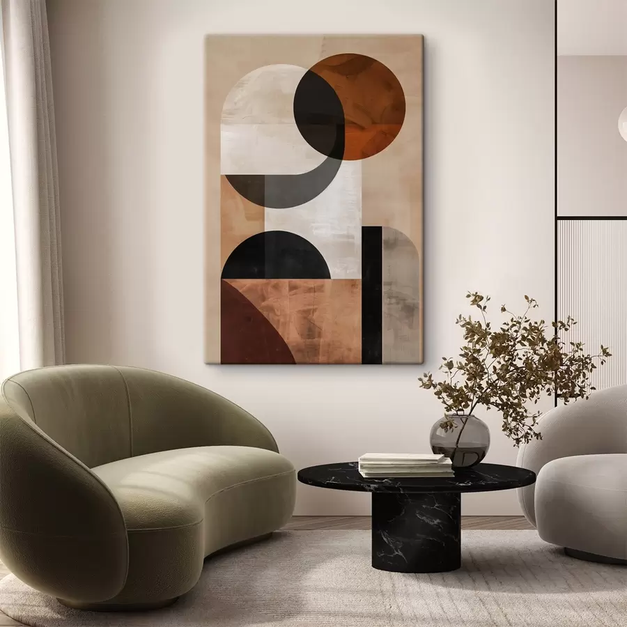 Картина Геометрична абстракція, бежевий і чорний s48583