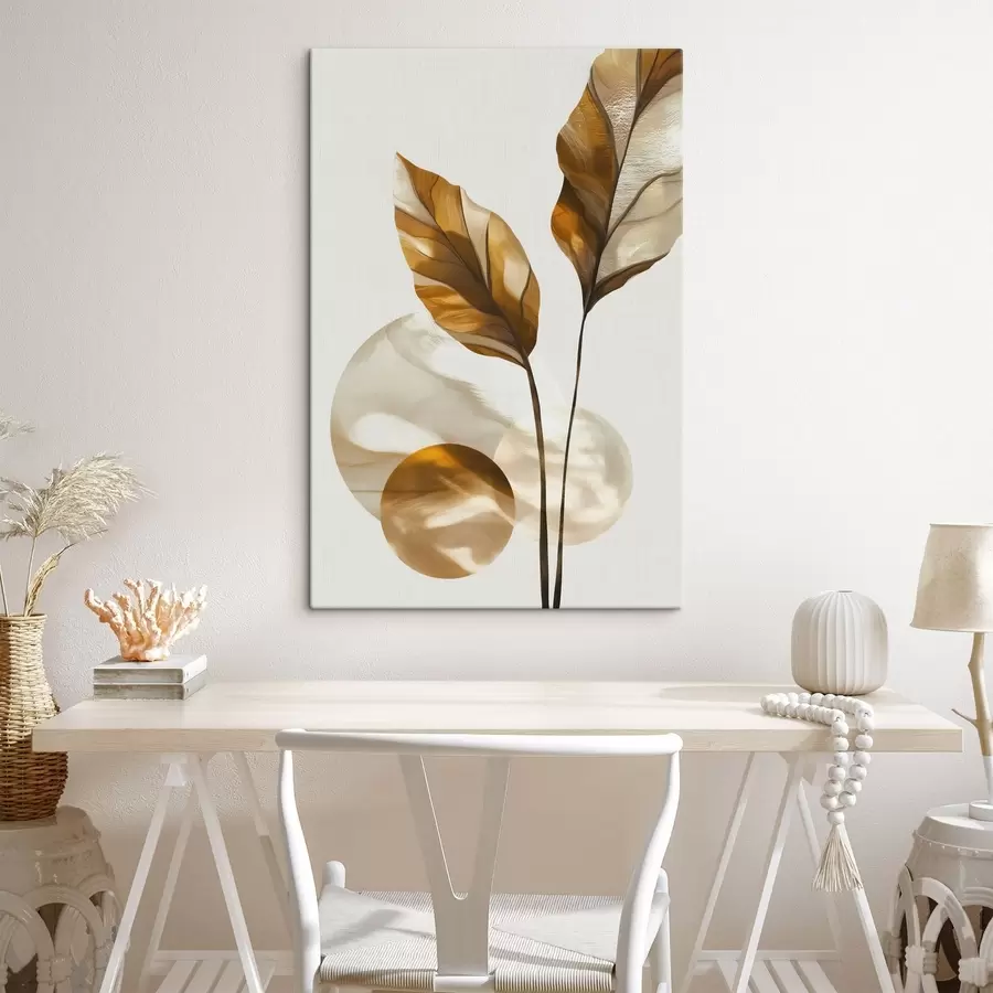 Картина Абстрактна композиція з листя та кіл s48615