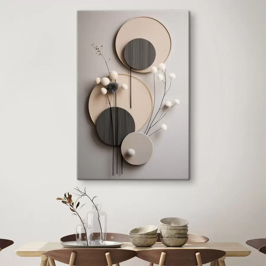 Картина Круглі композиції з сухих гілочок і м'яких кульок s48601