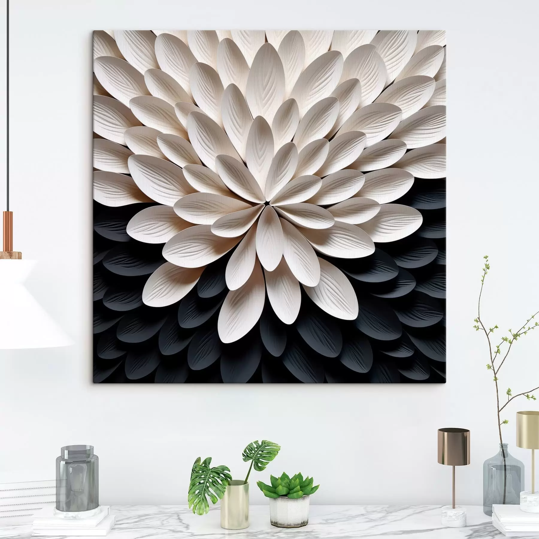 Картина Абстрактна квітка з безлічі легких шаруватих пелюсток s48605