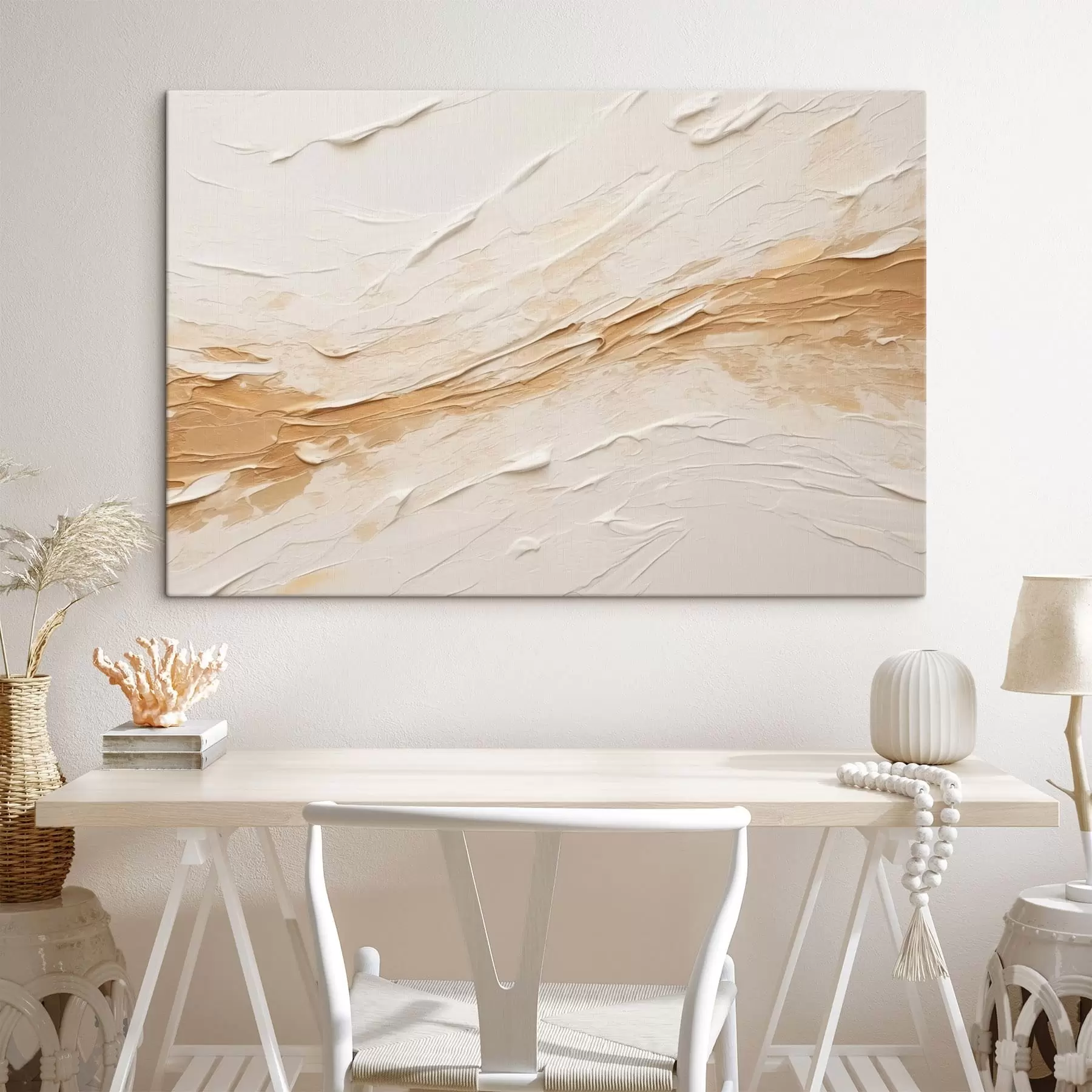 Картина Легка текстура з мазками фарби та бежевими переходами s48616