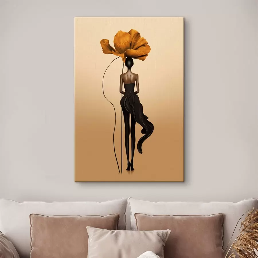Картина Стилізована фігура з великою квіткою замість голови s48618