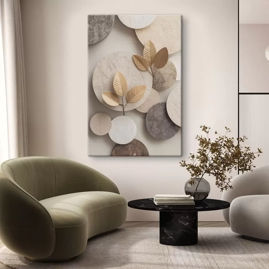 Картина Композиція з листям і колами s48692