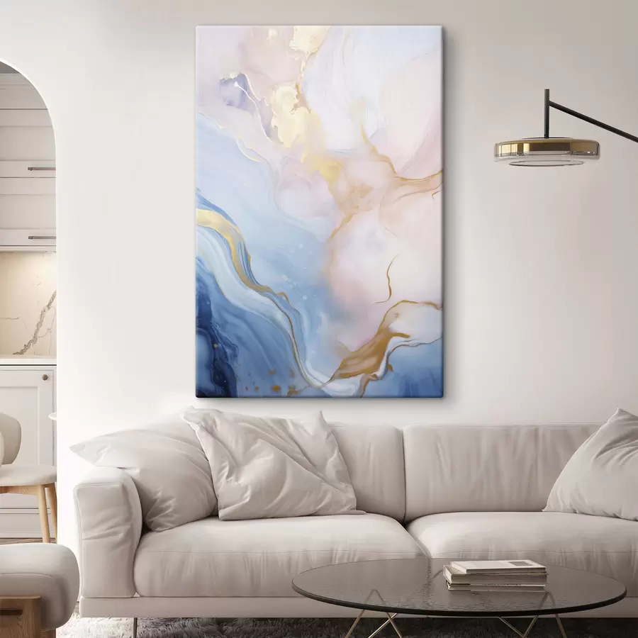 Картина Абстрактне текстуроване живописне мистецтво з вихровими візерунками рожевого та блакитного кольорів s48730